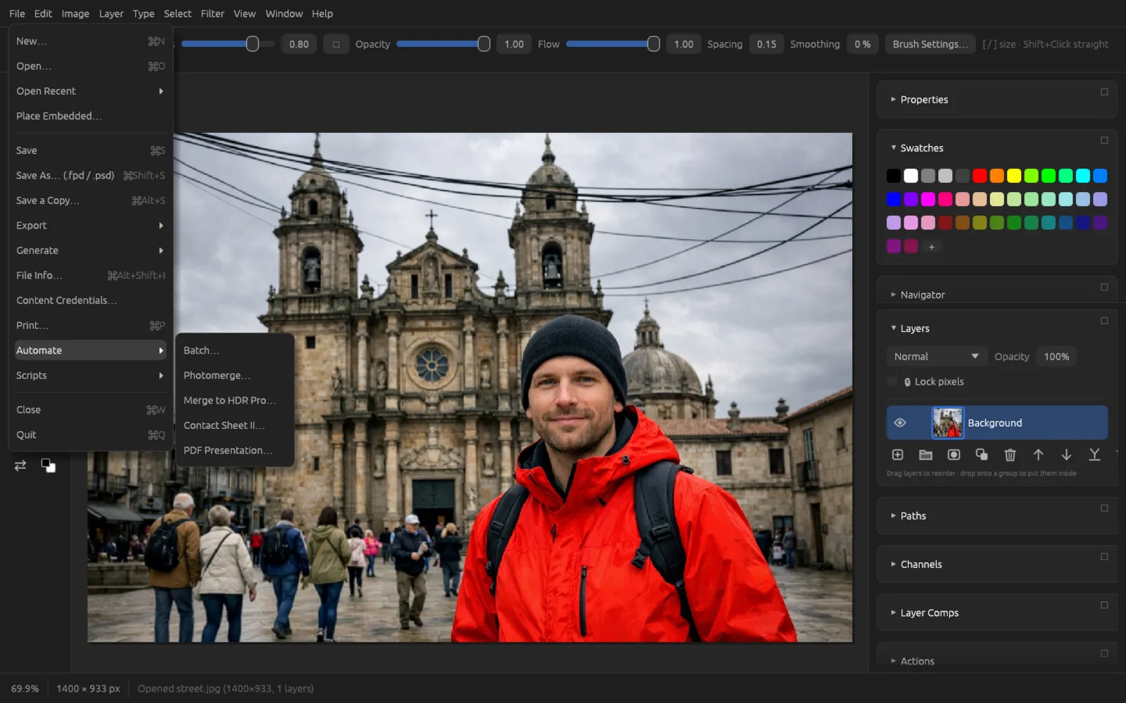 The File › Automate menu