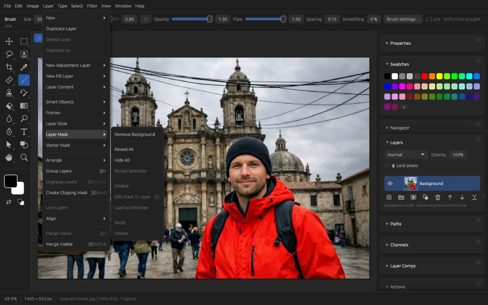 The Layer › Layer Mask submenu