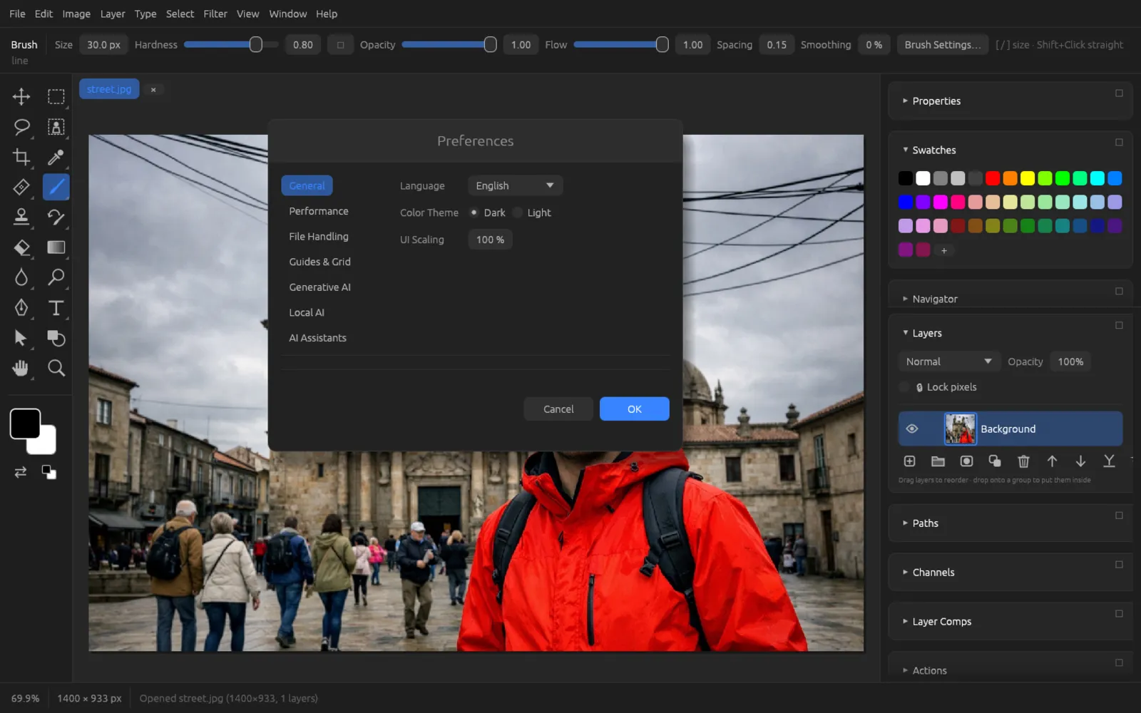 Preferences, General tab