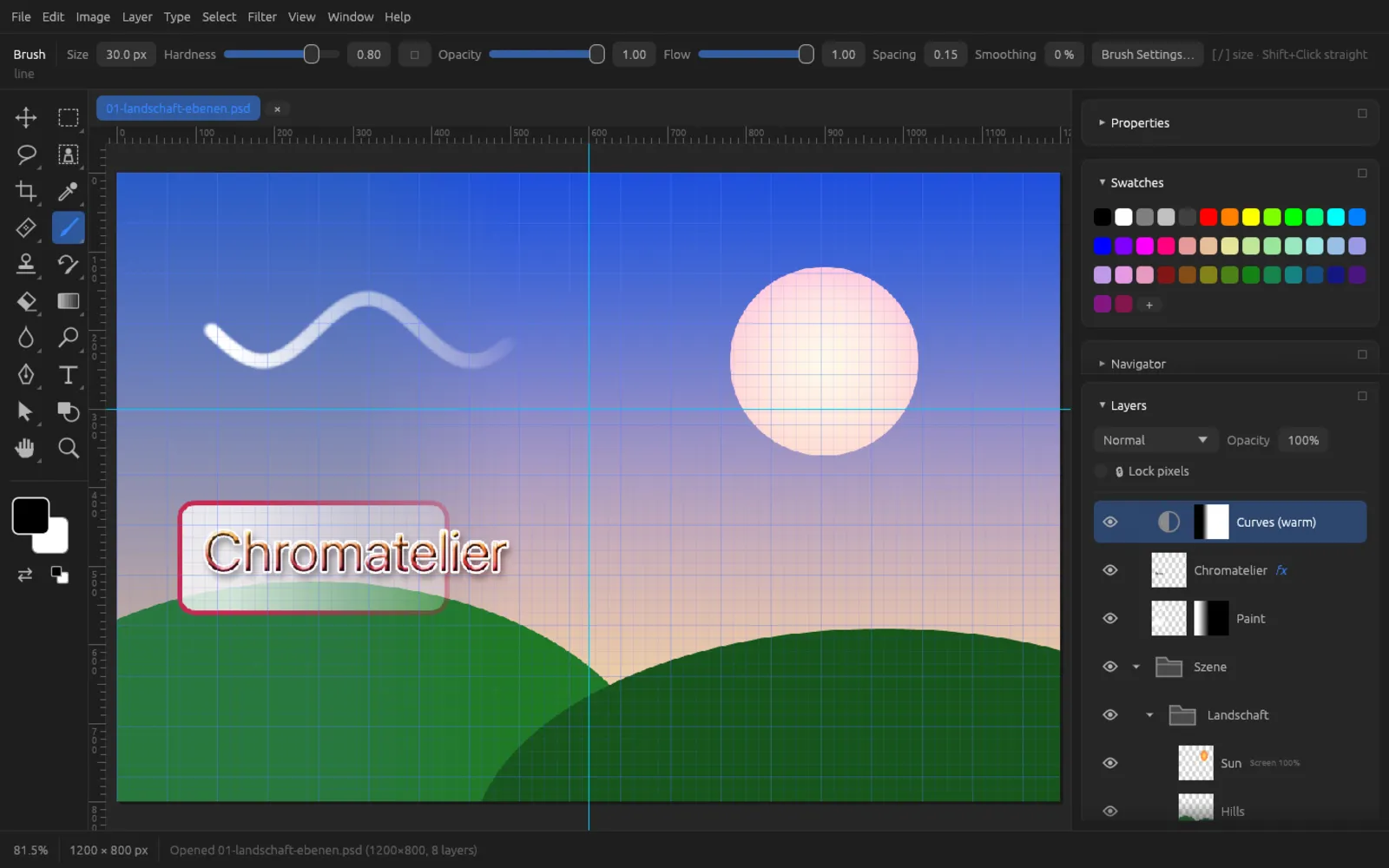 Canvas with rulers, guides and grid