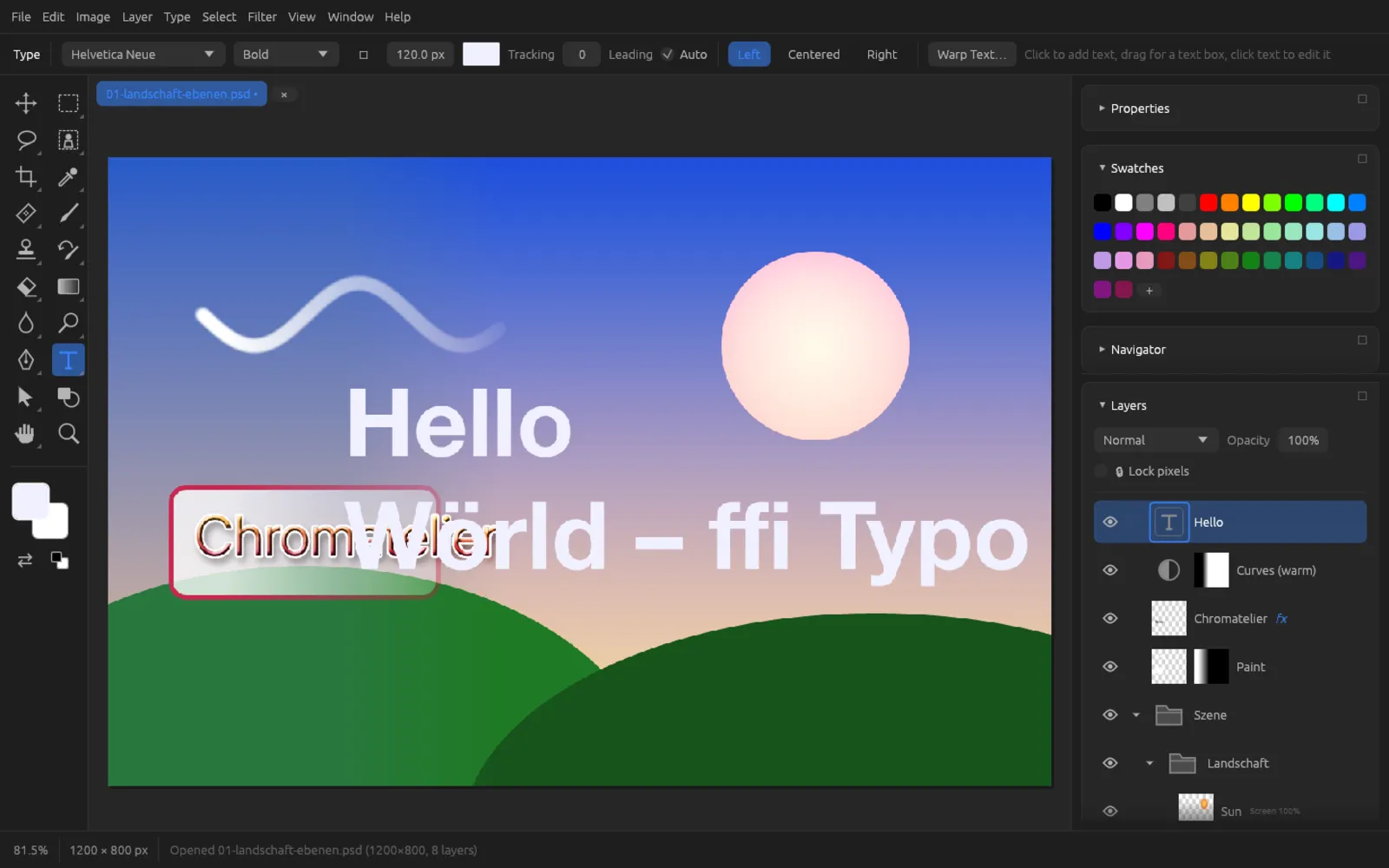 Open Warp Text box with Style, Horizontal/Vertical, Bend and distortions