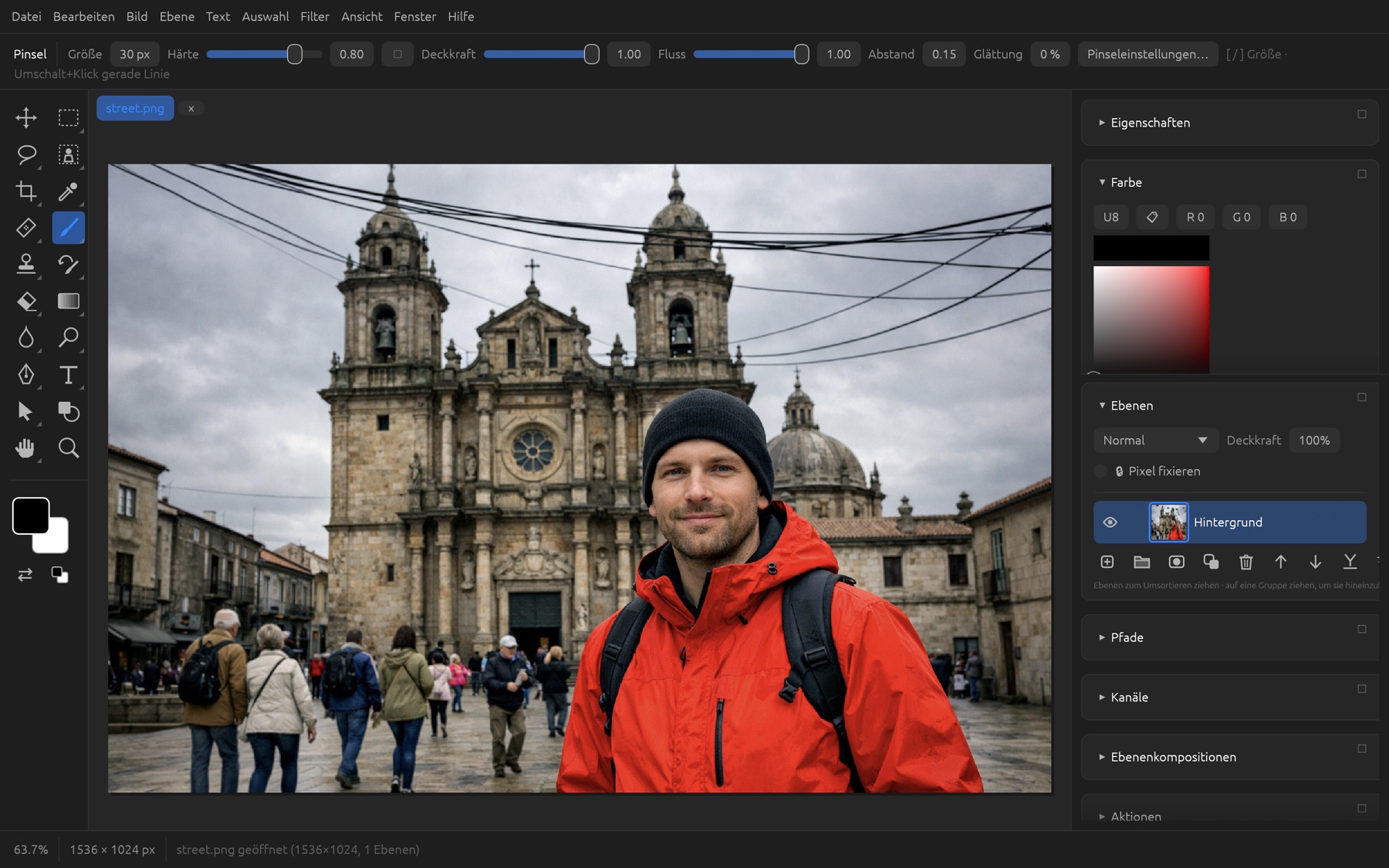 The Chromatelier interface with toolbar, picture and Layers panel